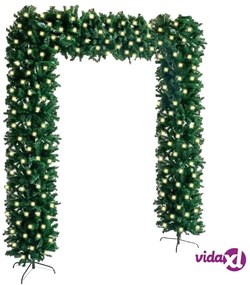 vidaXL Arco per Albero di Natale con LED e Palline Verde 240 cm