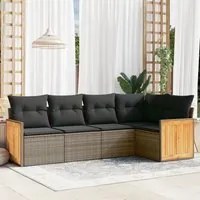 Set Divano da Giardino 5 pz con Cuscini Grigio in Polyrattan 3227628