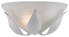 Applique Classica Esse 1 Luce Ferro Battuto E Vetro Bianco E Argento