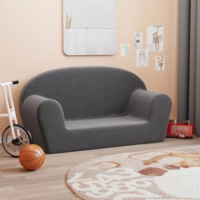 Divano per bambini a 2 posti antracite in morbido peluche