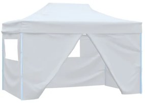 Tendone per Feste Pieghevole con 4 Pareti 3x4,5 m Bianco