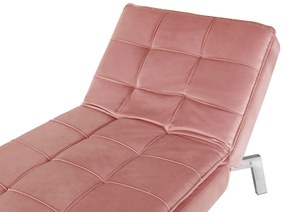 Chaise longue reclinabile in velluto rosa LOIRET Beliani