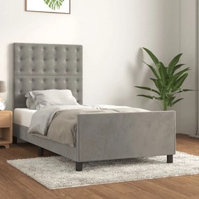 Giroletto Senza Materasso Grigio Chiaro 80x200 Cm Velluto /
