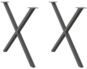 Gambe Tavolo Pranzo A X 2 Pz Antracite 90x(72-73) Cm Acciaio /