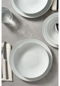 Set da tavola 8 pezzi, bianco/argento, in porcellana