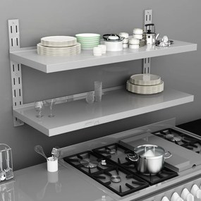 Mensola A Sospensione A 2 Livelli İn Acciaio Inox 120x30 Cm /