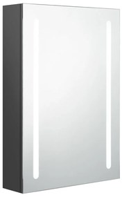Armadietto bagno con specchio e led grigio 50x13x70 cm