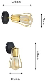 Faretto da parete TUBE 1xE27/15W/230V oro/nero