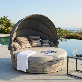 MARS - divano da giardino circolare completo di cuscino intreccio in rattan sintetico