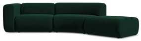 Chaise longue verde scuro (con penisola a destra) con rivestimento in velluto Ekahi – Makamii