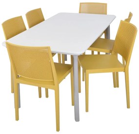 Sedia da giardino in plastica gialla Grid - Rojaplast