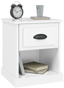 Comodino bianco lucido 39x39x47,5 cm in legno multistrato