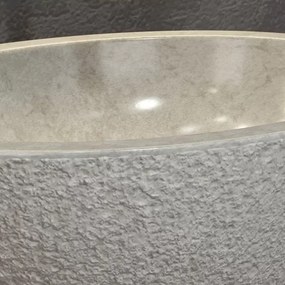 Lavabo bagno in marmo bocciardato colore crema 45cm  Litos-LBC40 - KAMALU