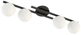 Plafoniera Moderna Nettuno Acciaio Nero Vetro 4 Luci E14 Ip20