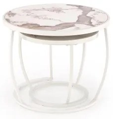 Set di 2 tavolini da salotto AURORO beige/bianco