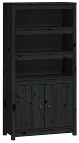 Credenza nera 80x35x154 cm in legno massello di pino