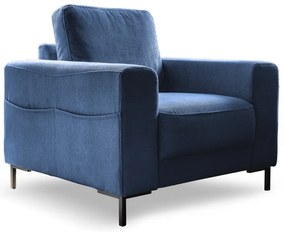 Poltrona in velluto a coste blu scuro Lofty Lilly - Miuform