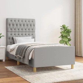 Giroletto Senza Materasso Grigio Chiaro 90x200 Cm Tessuto /