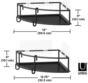 Mensole angolari nere autoportanti in acciaio per bagno 2 pezzi Cubiko - Umbra