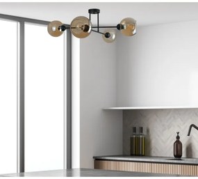 Lampadario a sospensione con supporto rigido VASCO 4xE27/60W/230V nero/fumé beige