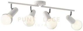 Spot punto bianco 4 luci attacco e27 68x10x14cm in metallo