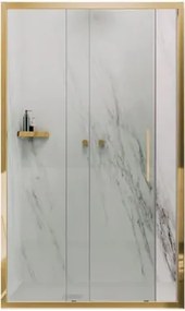 Porta doccia L 101 cm x H 195 cm per nicchia in vetro trasparente SP. 6 mm, profilo dorato, serie Record