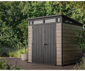 Casetta da giardino KETER in polipropilene Ashowood Pent 7x7 legno con porta doppio battente, superficie interna 4.7 m² e spessore parete 20 mm