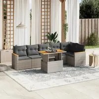 Set Divani da Giardino 7 pz con Cuscini Grigio in Polyrattan 3273090