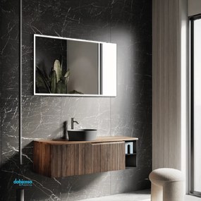 Mobile Bagno Sospeso Cannettato "Victor" Da 120 Cm Composto Da Un Cassetto Con Vano a Giorno Lavabo E Specchio Retroilluminato 120x70 Cm Italbagno "Victor"