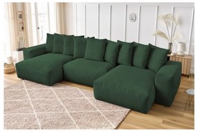 Divano angolare verde con rivestimento in velluto a coste Voltaire – Bobochic Paris