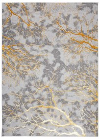 Tappeto semplice e moderno in grigio con motivo oro Larghezza: 80 cm | Lunghezza: 150 cm