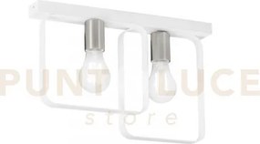 Plafoniera smith bianca e nickel 2 luci attacco e27 41,5x5x27cm in ...