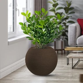 Vaso in resina da esterno interno tondo a sfera d.40x33h Botticelli Marrone