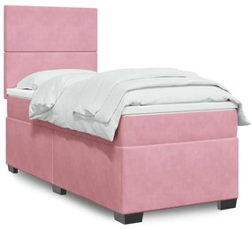 Giroletto A Molle Con Materasso Rosa 90x190 Cm İn Velluto /