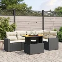 Set Divano da Giardino 6 pz con Cuscini Nero in Polyrattan 3271301