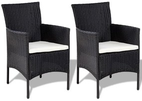 Set divani da giardino 4 pz con cuscini in polyrattan nero