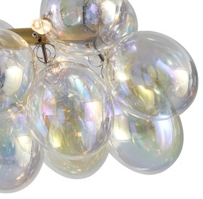 Lampada a sospensione di design oro con vetro arcobaleno 8 luci - Uvas
