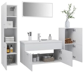 Set mobili da bagno bianco in legno multistrato