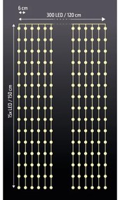 Brilagi - Tenda luminosa di Natale a LED 300xLED/8 funzioni/3xAA/USB 1,2m bianco caldo