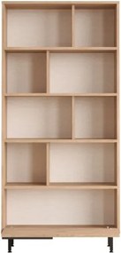 Libreria Moderna Con Vani A Giorno Ed Anta Frontale 84x30x175 Ocean Legno E Rafia