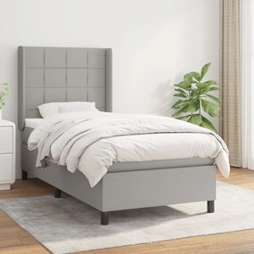 Giroletto A Molle Con Materasso Grigio Chiaro 90x200 Cm Tessuto /