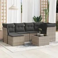 Set Divani da Giardino 7 pz con Cuscini Grigio in Polyrattan 3217960