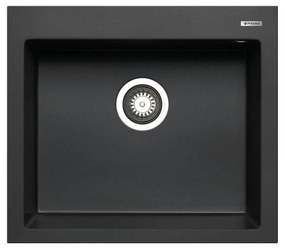 Lavello integrato 1 vasca PYRAMIS Voyager granito L 50 x L 57 cm nero