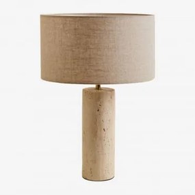 Lampada Da Tavolo In Travertino Bolgar Beige Lino - Sklum