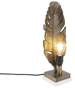 Lampada da tavolo Art Déco bronzo con base in marmo - Leaf