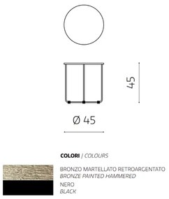 Tavolino tondo con piano vetro temperato effetto martellato Bronzo JON 45
