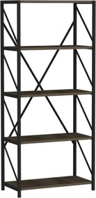Libreria Industrial 5 Ripiani 64x30x150 Frida Noce