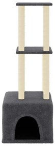 Albero per gatti con tiragraffi in sisal grigio scuro 133,5 cm
