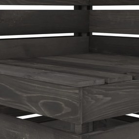 Set Salotto da Giardino 8 pz in Legno di Pino Impregnato Grigio