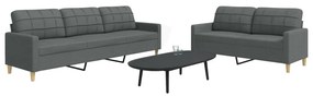 Set Di Divani 2 Pz Grigio Scuro İn Tessuto /